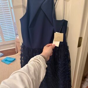 Aidan Mattox Navy Embroidered Cocktail Dress